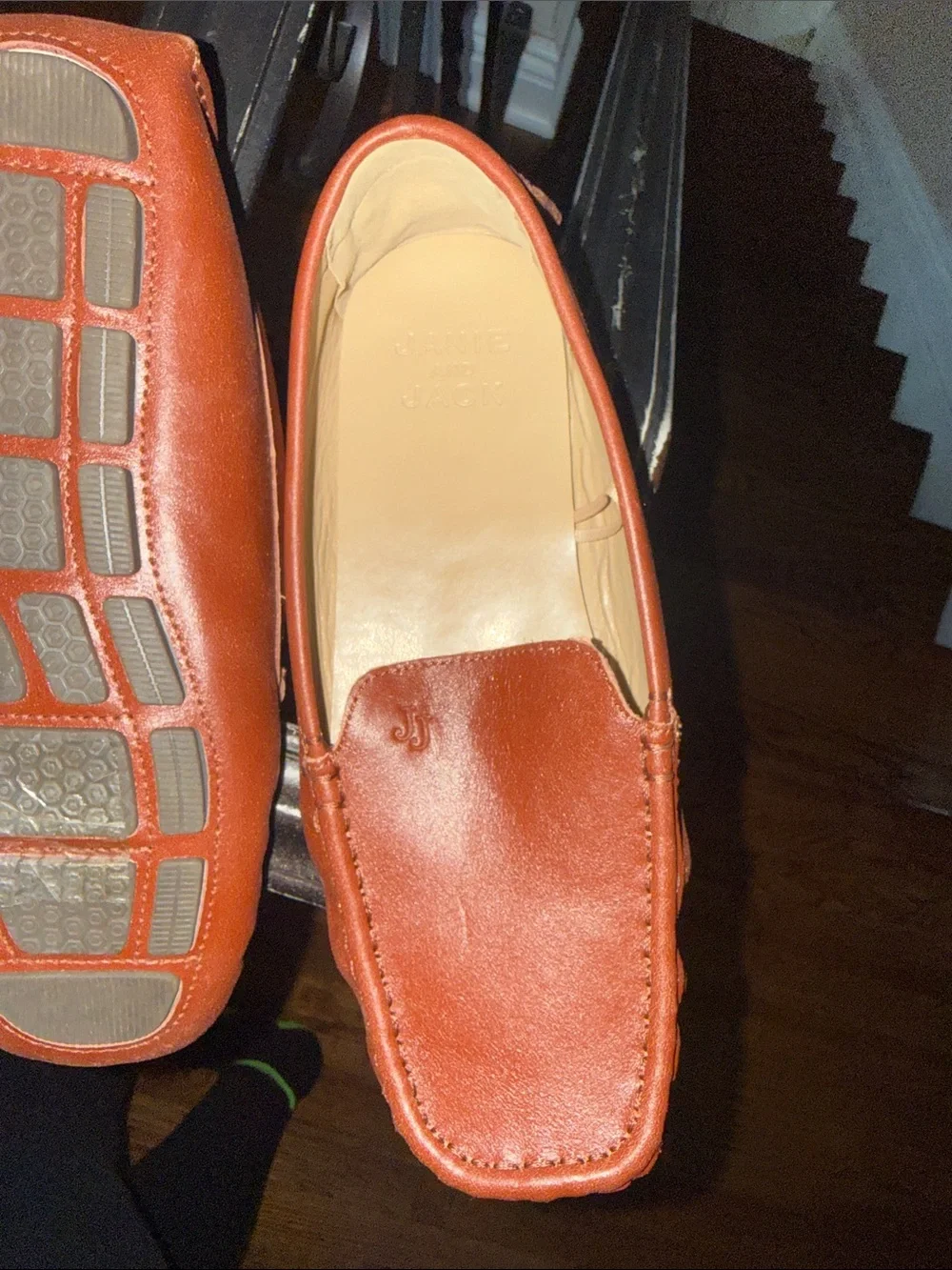 Janie and Jack Brown Boys Leather Driving Loafers